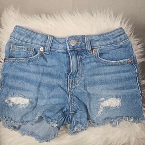 Cat & Jack Girls Destructed Cut off Jean Shorts with Floral Lace Inset